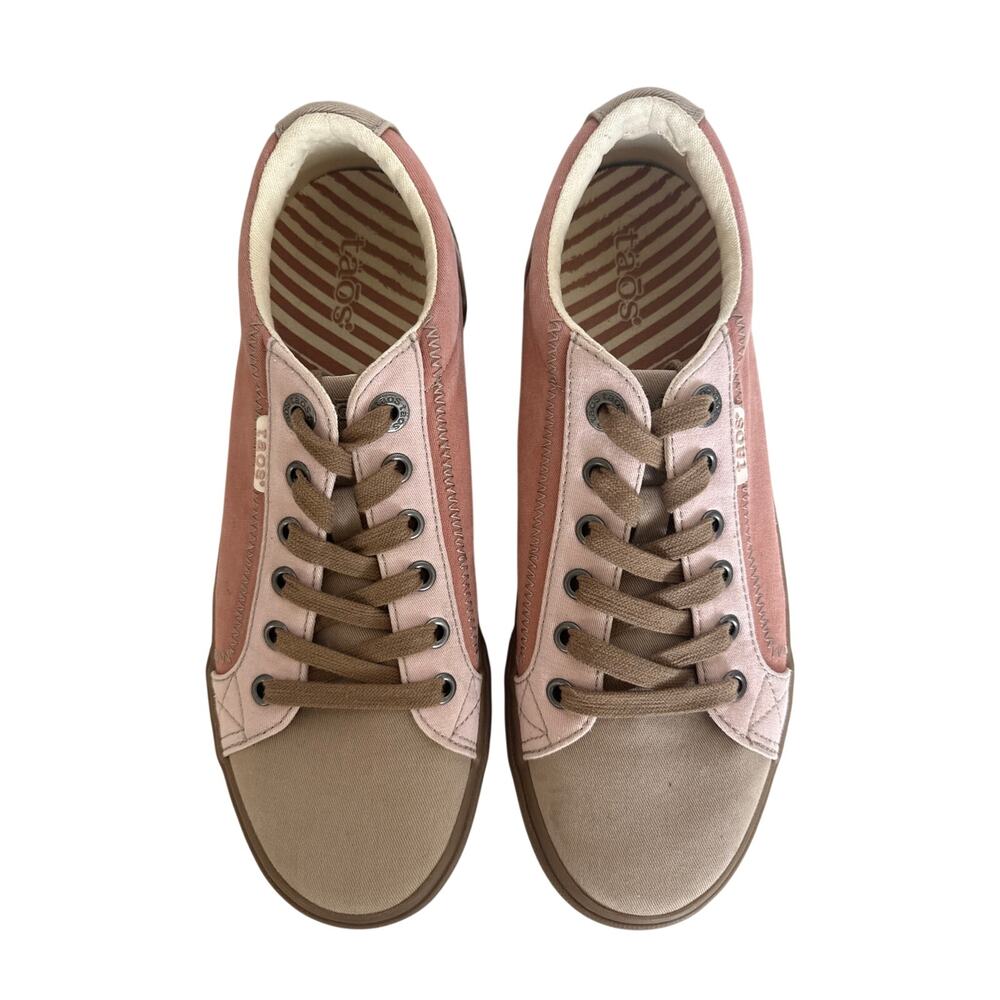 Taos Plim Soul Dusty Pink and Tan Canvas Sneakers 8.5 NWOT Retail $110